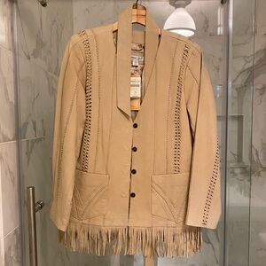Coldwater Creek leather fringe jacket